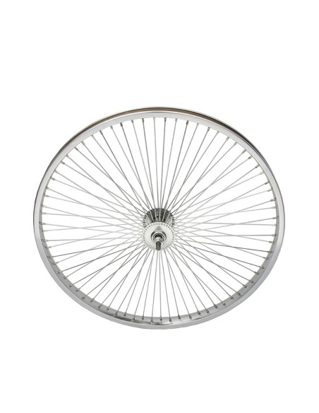 24 Steel Front Wheel 72 Spoke 14g UCP 3/8 Axle Single Wall Chrome.